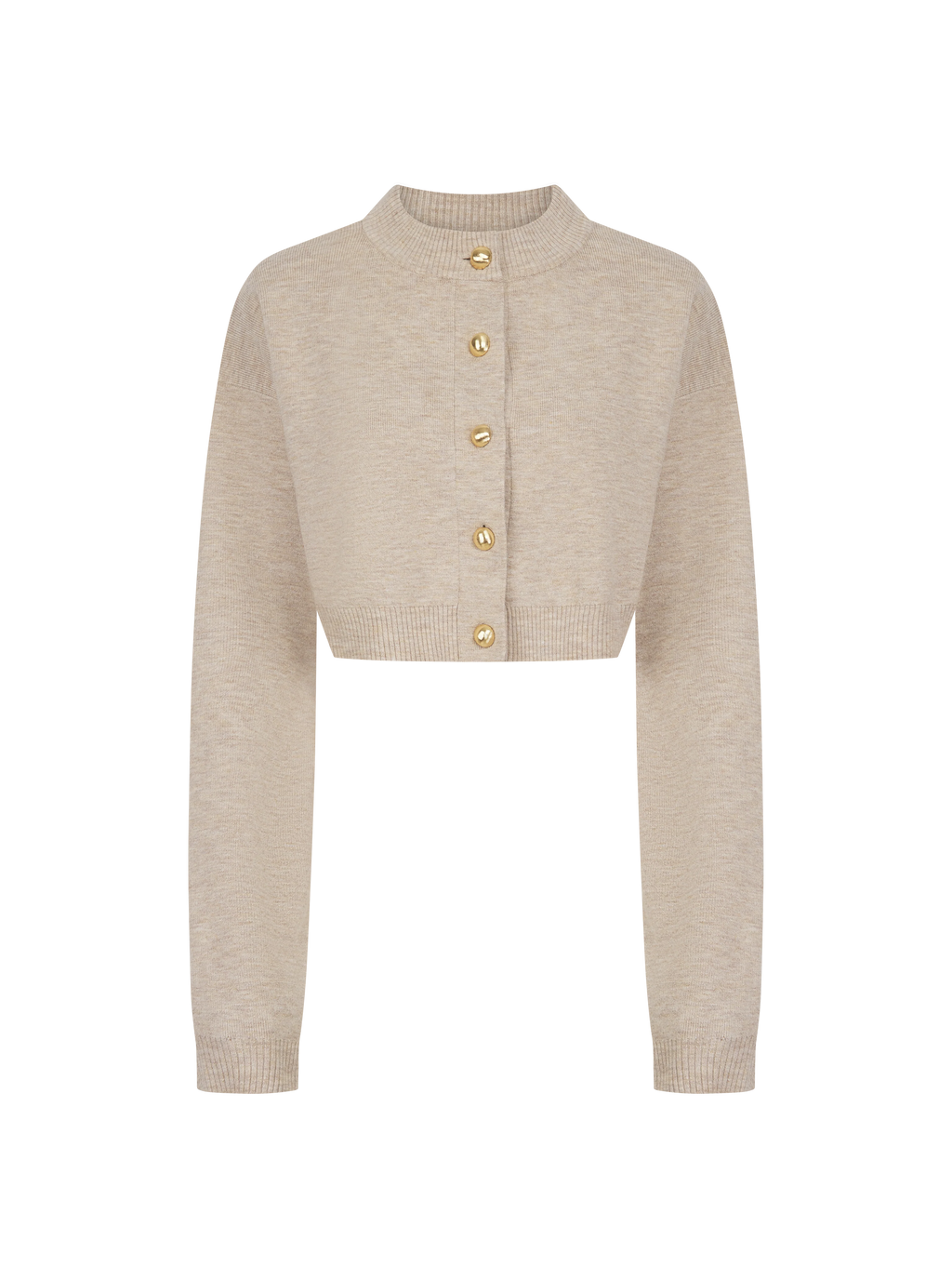 Cosy Cropped Cardigan - Beige Marl