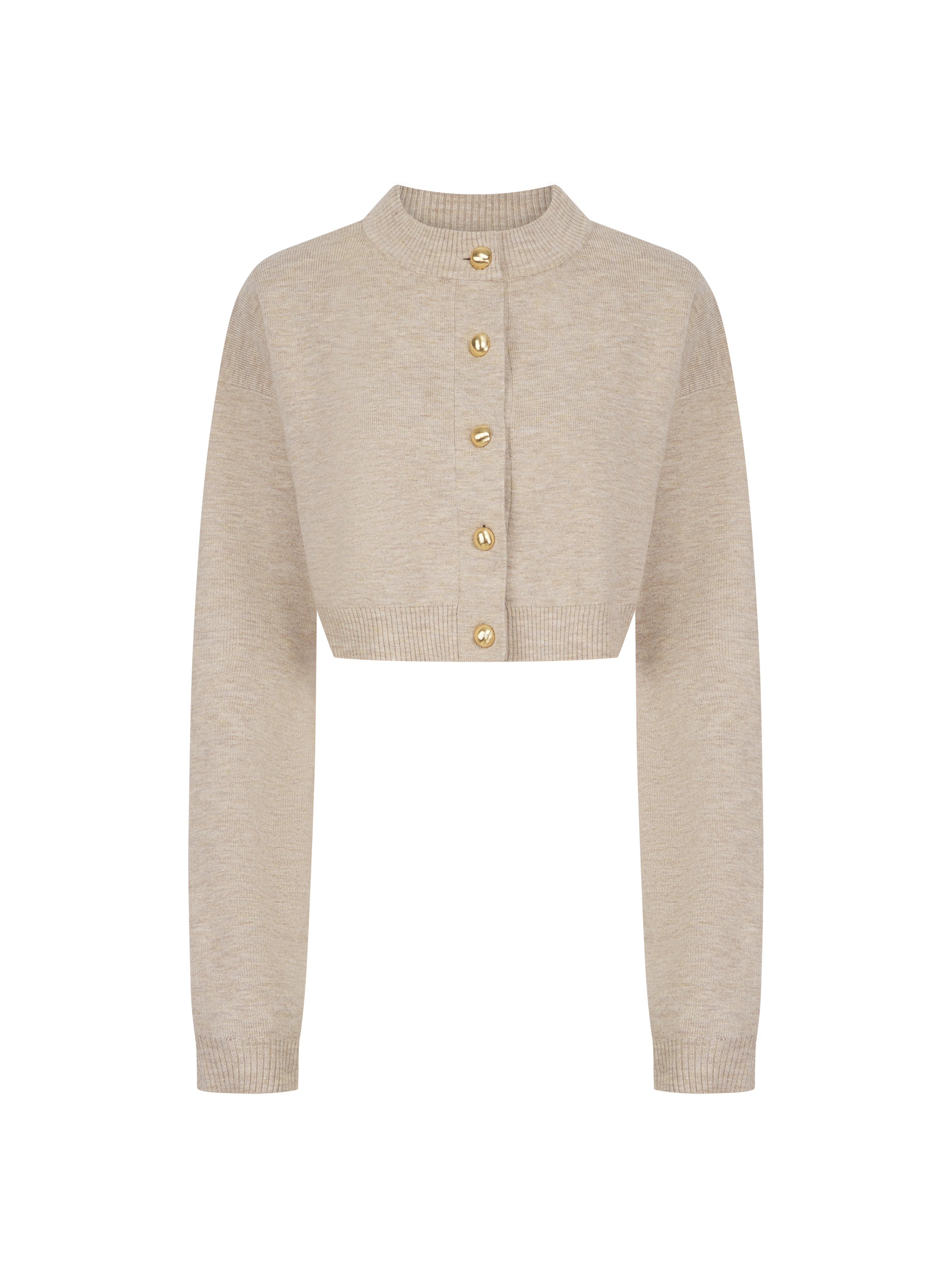 Cosy Cropped Cardigan - Beige Marl